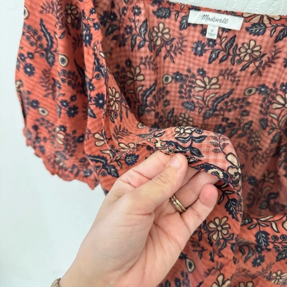 Madewell Blouse Puff Sleeve Peplum Top in Cavoli Floral cotton Small